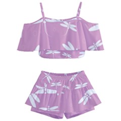 Dragonflies Pattern Kids  Off Shoulder Skirt Bikini by Valentinaart