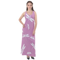 Dragonflies Pattern Sleeveless Velour Maxi Dress by Valentinaart