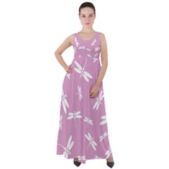 Dragonflies Pattern Empire Waist Velour Maxi Dress