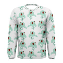 Squidward In Repose Pattern Men s Long Sleeve Tee by Valentinaart