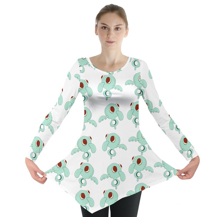 Squidward In Repose pattern Long Sleeve Tunic 