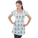 Squidward In Repose pattern Puff Sleeve Tunic Top View1