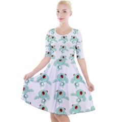 Squidward In Repose Pattern Quarter Sleeve A-line Dress