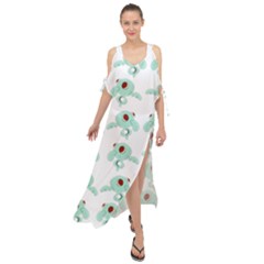 Squidward In Repose Pattern Maxi Chiffon Cover Up Dress