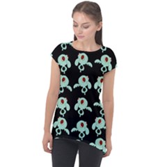 Squidward In Repose Pattern Cap Sleeve High Low Top by Valentinaart