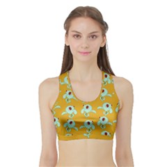 Squidward In Repose Pattern Sports Bra With Border by Valentinaart