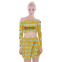 Squidward In Repose Pattern Off Shoulder Top With Mini Skirt Set by Valentinaart