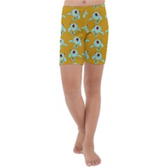 Squidward In Repose Pattern Kids  Lightweight Velour Capri Yoga Leggings