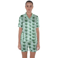 Aloe-ve You, Very Much  Satin Short Sleeve Pyjamas Set by WensdaiAmbrose