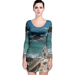 Isla Mujeres Mexico Long Sleeve Velvet Bodycon Dress