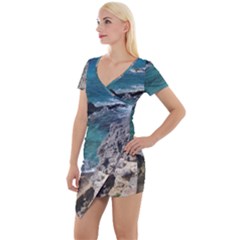 Isla Mujeres Mexico Short Sleeve Asymmetric Mini Dress