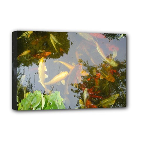 Koi Fish Pond Deluxe Canvas 18  X 12  (stretched) by StarvingArtisan