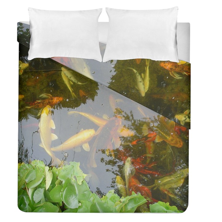 Koi Fish Pond Duvet Cover Double Side (Queen Size)