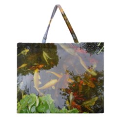 Koi Fish Pond Zipper Large Tote Bag by StarvingArtisan