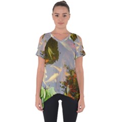 Koi Fish Pond Cut Out Side Drop Tee by StarvingArtisan