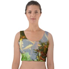 Koi Fish Pond Velvet Crop Top