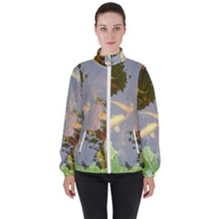 Koi Fish Pond High Neck Windbreaker (women)