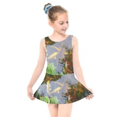 Koi Fish Pond Kids  Skater Dress Swimsuit