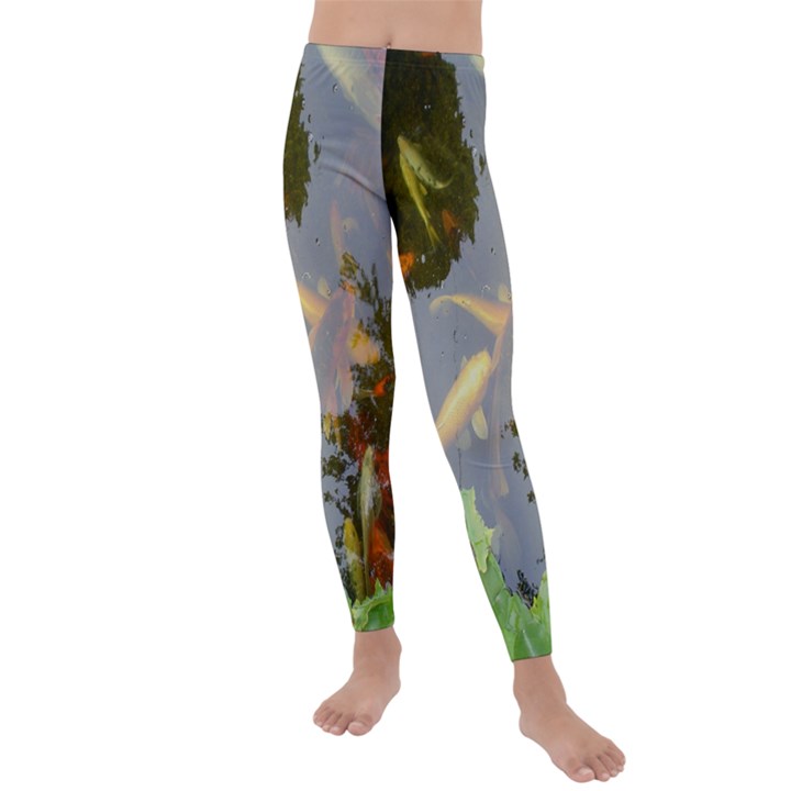 Koi Fish Pond Kids  Lightweight Velour Leggings