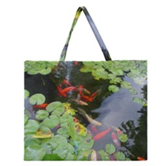 Koi Fish Pond Zipper Large Tote Bag by StarvingArtisan