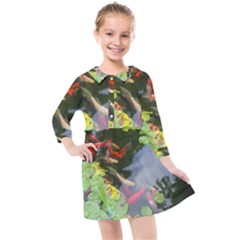 Koi Fish Pond Kids  Quarter Sleeve Shirt Dress by StarvingArtisan