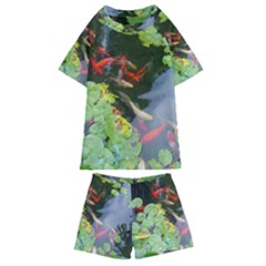 Koi Fish Pond Kids  Swim Tee And Shorts Set