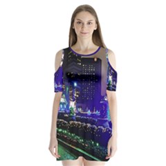 Columbus Commons Shoulder Cutout Velvet One Piece