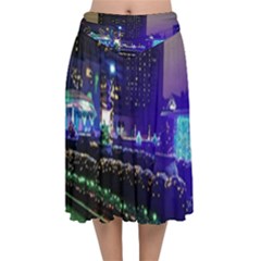 Columbus Commons Velvet Flared Midi Skirt