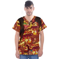 Dragon Lights Men s V-neck Scrub Top