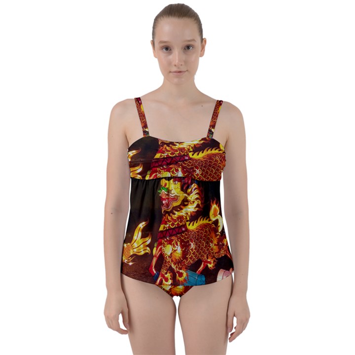 Dragon Lights Twist Front Tankini Set