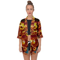 Dragon Lights Open Front Chiffon Kimono