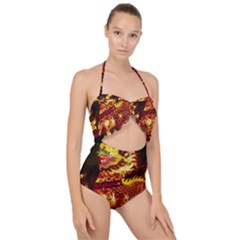 Dragon Lights Scallop Top Cut Out Swimsuit