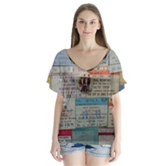 Concert Memorabilia  V-neck Flutter Sleeve Top by StarvingArtisan