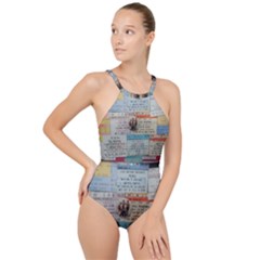 Concert Memorabilia  High Neck One Piece Swimsuit by StarvingArtisan