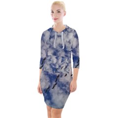 Pelicans In Flight Quarter Sleeve Hood Bodycon Dress by StarvingArtisan