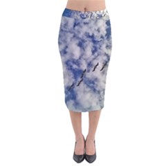 Pelicans In Flight Velvet Midi Pencil Skirt by StarvingArtisan