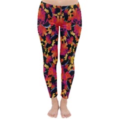 Red Floral Collage Print Design 2 Classic Winter Leggings