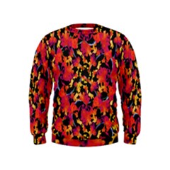 Red Floral Collage Print Design 2 Kids  Sweatshirt by dflcprintsclothing