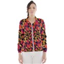 Red Floral Collage Print Design 2 Windbreaker (Women) View1