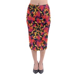 Red Floral Collage Print Design 2 Midi Pencil Skirt by dflcprintsclothing