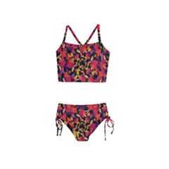 Red Floral Collage Print Design 2 Girls  Tankini Swimsuit by dflcprintsclothing