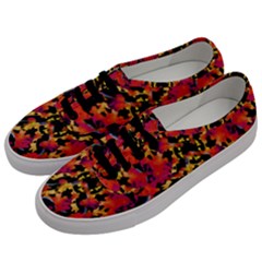 Red Floral Collage Print Design 2 Men s Classic Low Top Sneakers by dflcprintsclothing