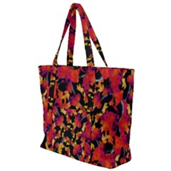 Red Floral Collage Print Design 2 Zip Up Canvas Bag by dflcprintsclothing