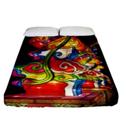 Dragon Lights Centerpiece Fitted Sheet (california King Size) by Riverwoman