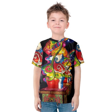 Dragon Lights Centerpiece Kids  Cotton Tee by Riverwoman