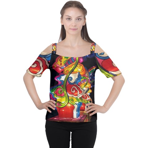 Dragon Lights Centerpiece Cutout Shoulder Tee by Riverwoman