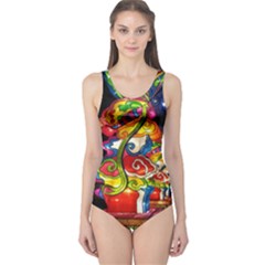 Dragon Lights Centerpiece One Piece Swimsuit by Riverwoman