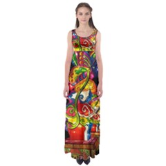 Dragon Lights Centerpiece Empire Waist Maxi Dress by Riverwoman