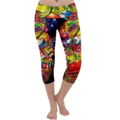 Dragon Lights Centerpiece Capri Yoga Leggings by Riverwoman