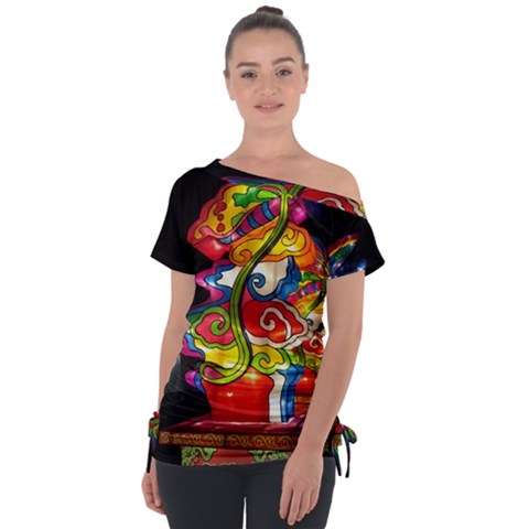 Dragon Lights Centerpiece Tie-up Tee by Riverwoman